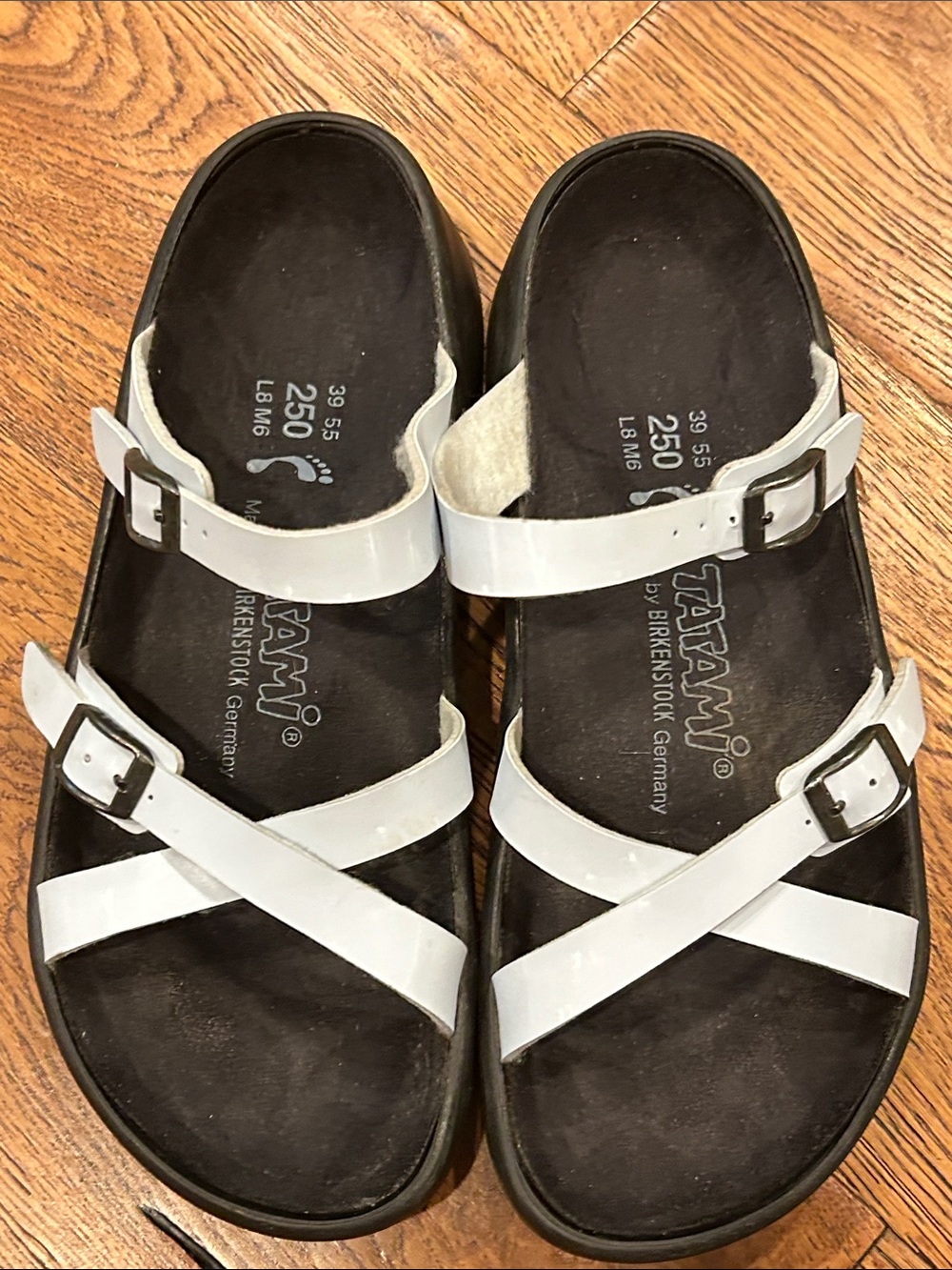 Like New Tatami by Birkenstock Pale Blue-Grey Crisscross Strap Sandals Size 39/